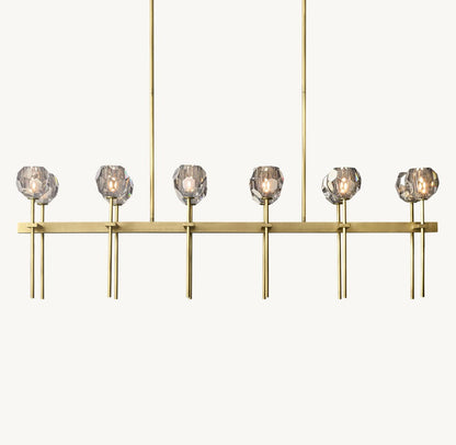 Boule de Cristal Smoke Glass Double Linear Chandelier 60"