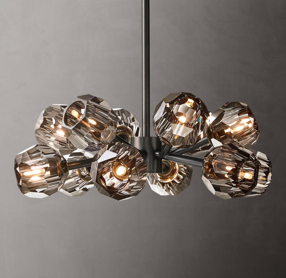 Boule de Cristal Smoke Glass Round Chandelier 24"