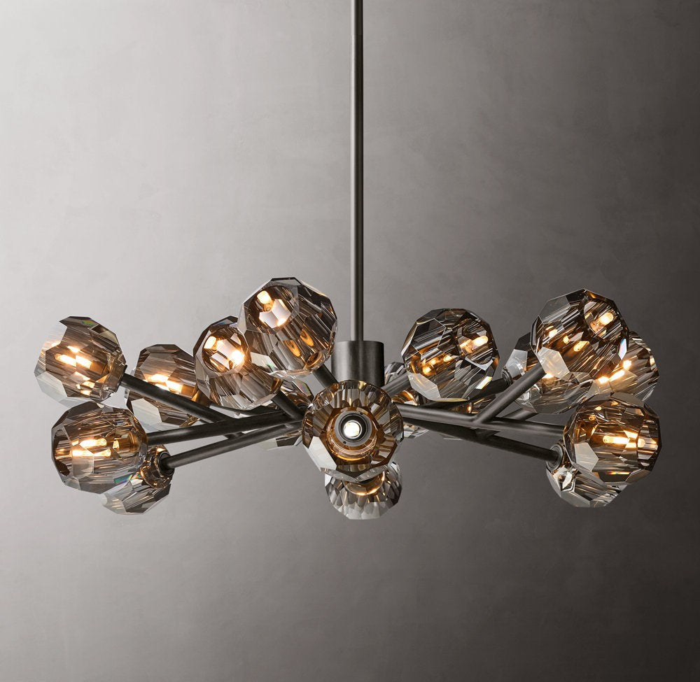 Boule de Cristal Smoke Glass Round Chandelier 36"