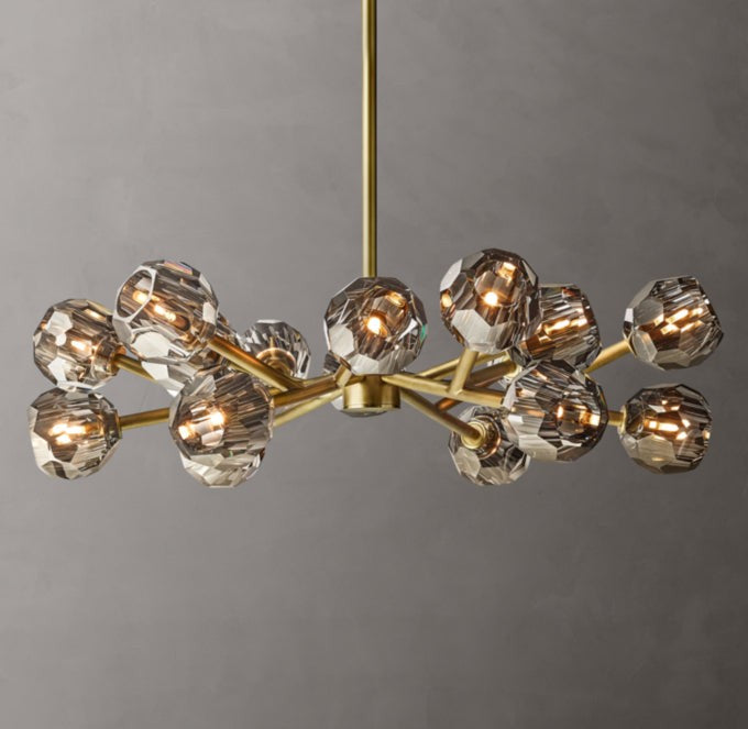 Boule de Cristal Smoke Glass Round Chandelier 36"