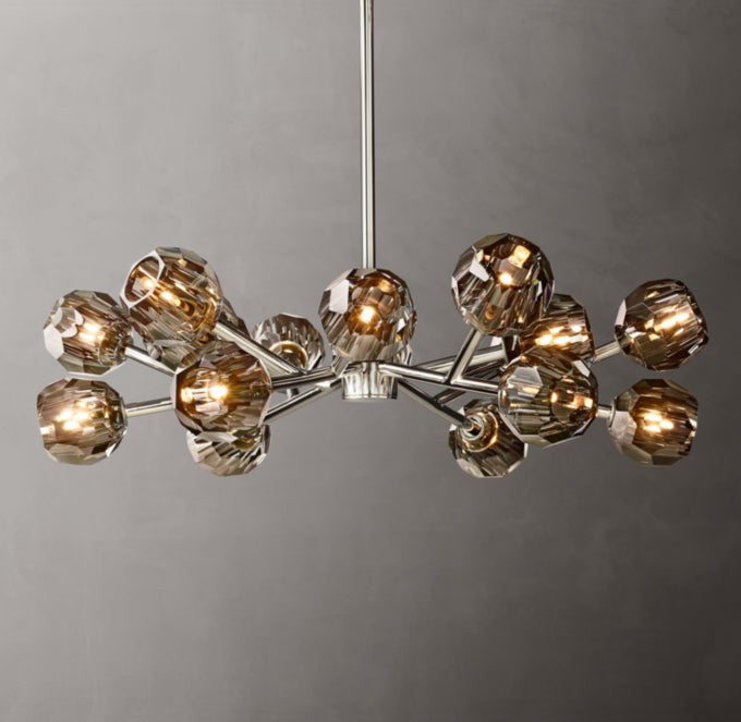 Boule de Cristal Smoke Glass Round Chandelier 36"