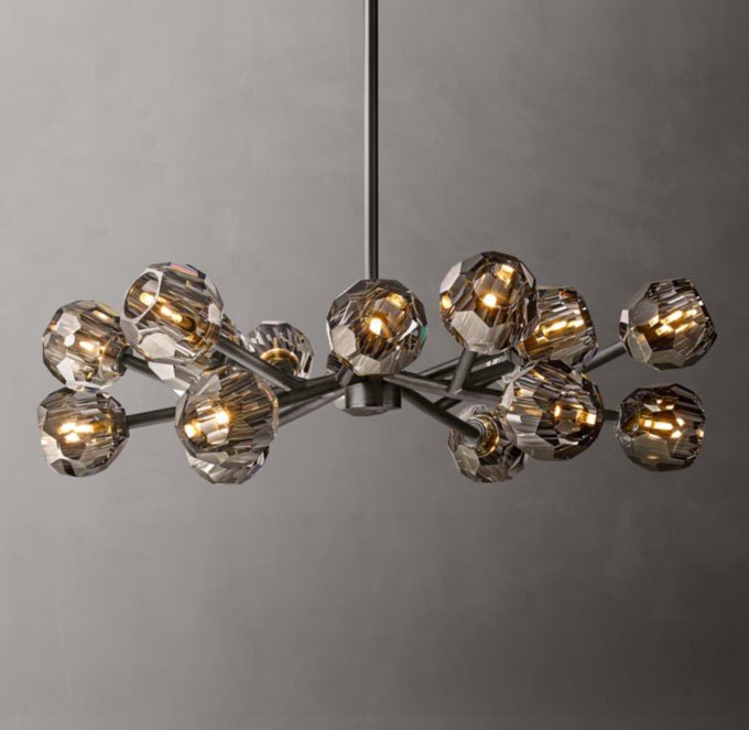 Boule de Cristal Smoke Glass Round Chandelier 36"