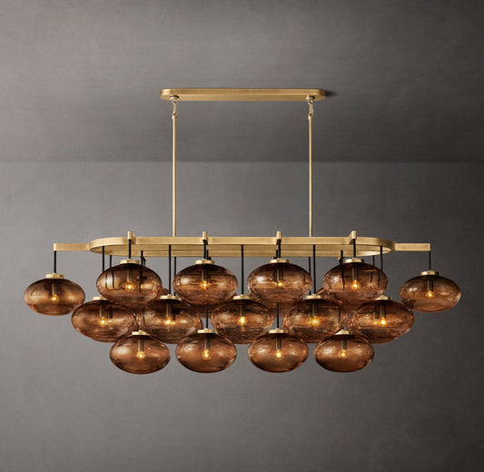 Cabrette Amber Glass Linear Chandelier 72"