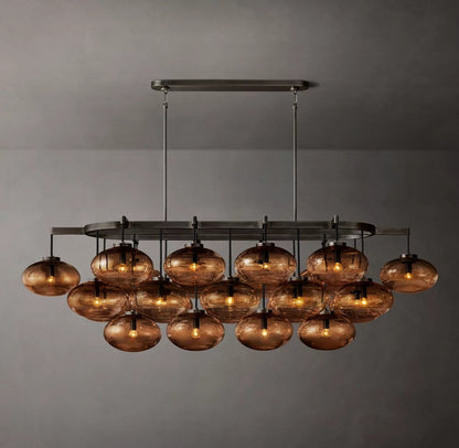 Cabrette Amber Glass Linear Chandelier 72"