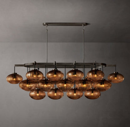 Cabrette Amber Glass Linear Chandelier 72"