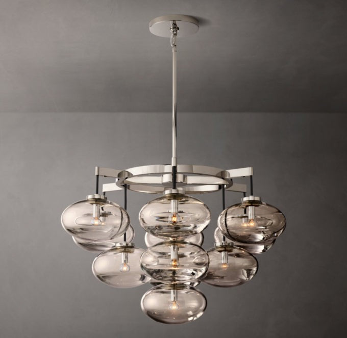 Cabrette Clear Glass Round Chandelier 36"