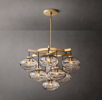 Cabrette Clear Glass Round Chandelier 36"