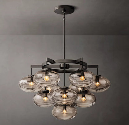 Cabrette Clear Glass Round Chandelier 36"