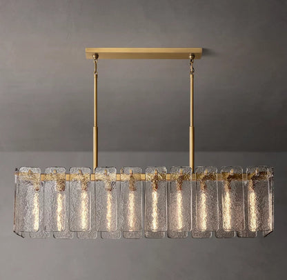 Calamette Rippled Glass Rectangular Chandelier 60"