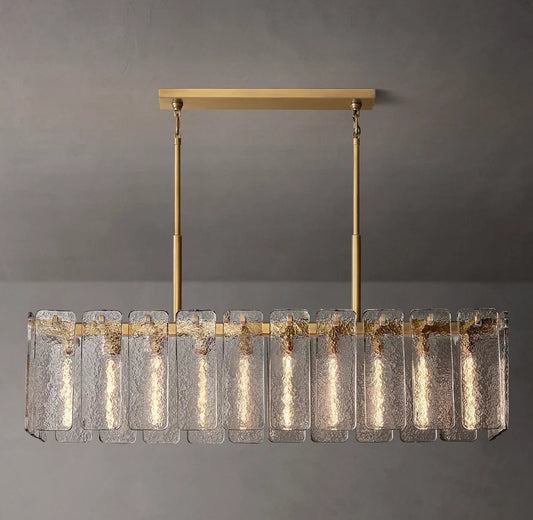 Calamette Rippled Glass Rectangular Chandelier 60"