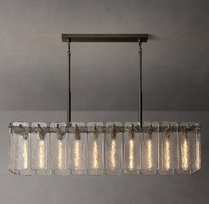 Calamette Rippled Glass Rectangular Chandelier 60"