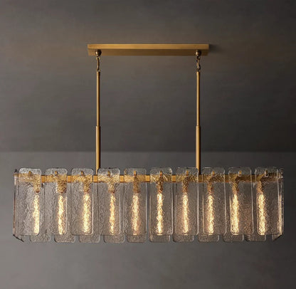 Calamette Rippled Glass Rectangular Chandelier 60"