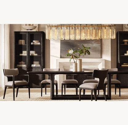 Calamette Rippled Glass Rectangular Chandelier 60"