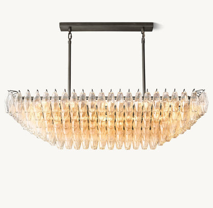 Chiara Tiered Clear Glass Rectangular Chandelier 54"