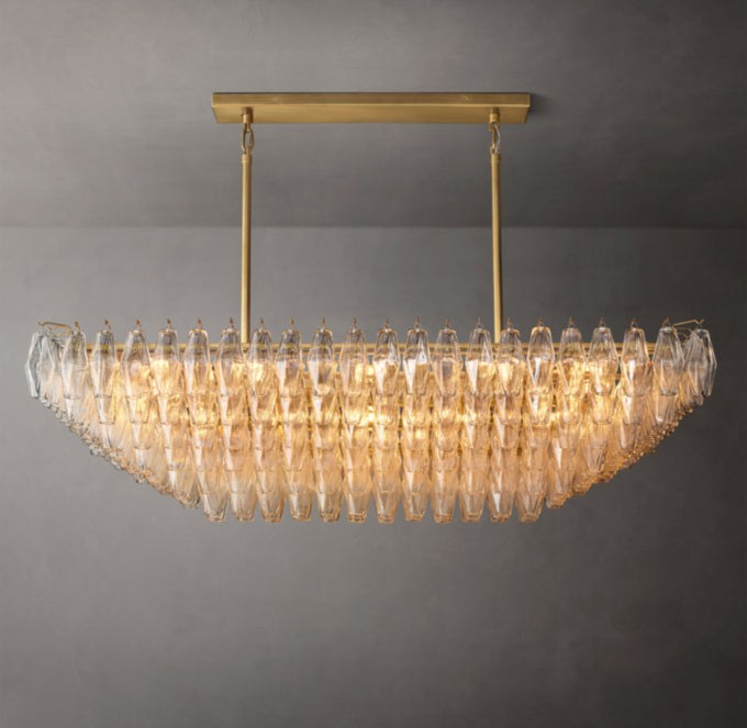 Chiara Tiered Clear Glass Rectangular Chandelier 54"