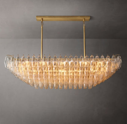 Chiara Tiered Clear Glass Rectangular Chandelier 54"