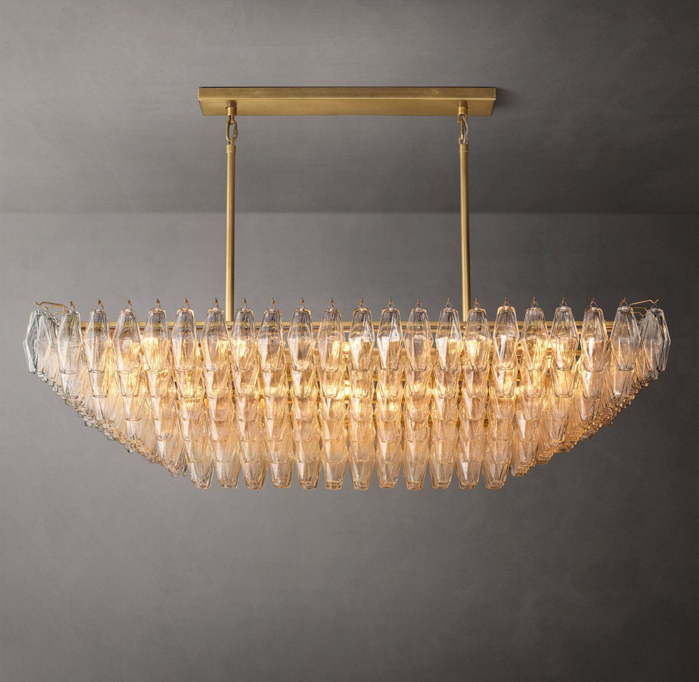 Chiara Tiered Clear Glass Rectangular Chandelier 54"