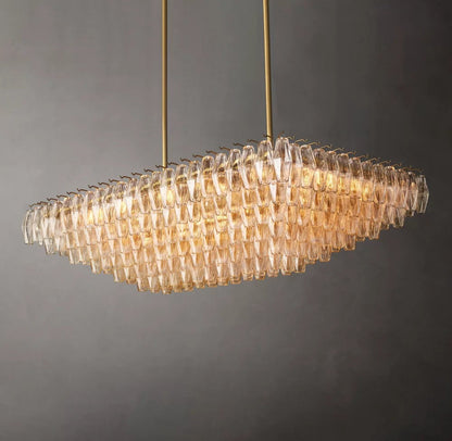 Chiara Tiered Clear Glass Rectangular Chandelier 54"