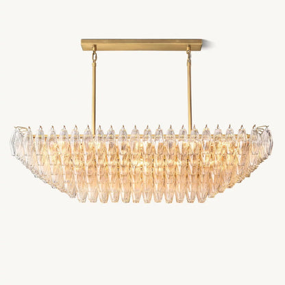 Chiara Tiered Clear Glass Rectangular Chandelier 54"