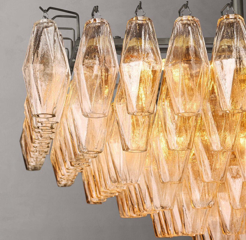 Chiara Tiered Clear Glass Rectangular Chandelier 54"