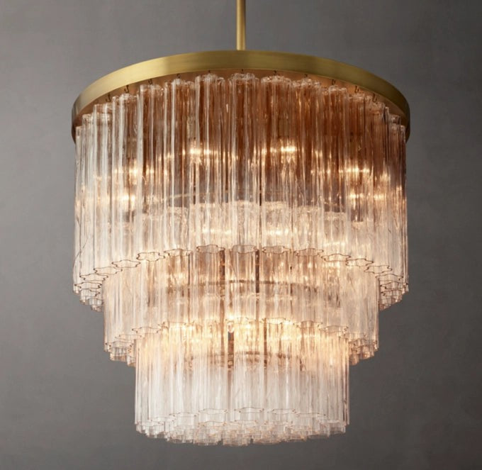 Cielo Three-Tier Round Glass Chandelier 36"