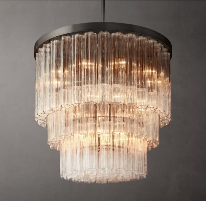 Cielo Three-Tier Round Glass Chandelier 36"