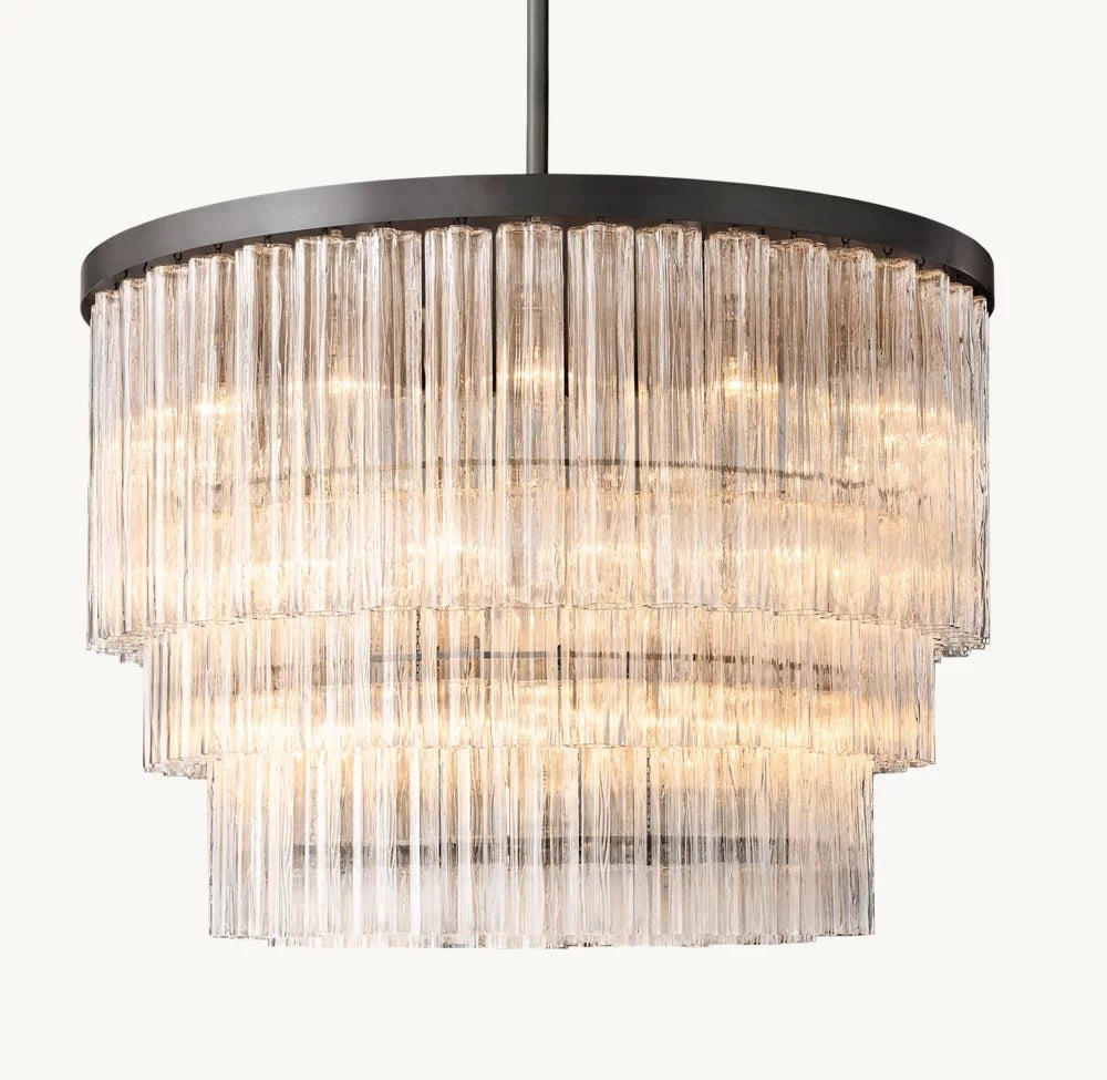 Cielo Three-Tier Round Glass Chandelier 48"