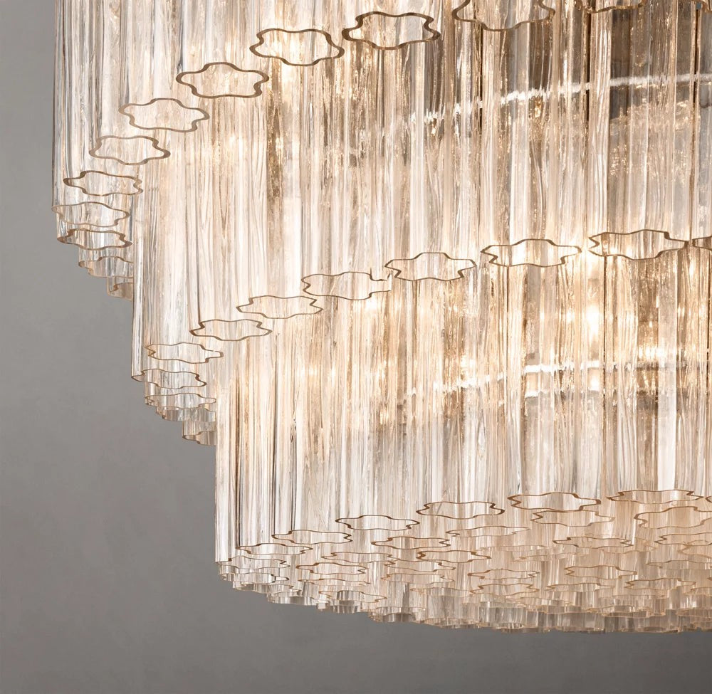 Cielo Three-Tier Round Glass Chandelier 48"