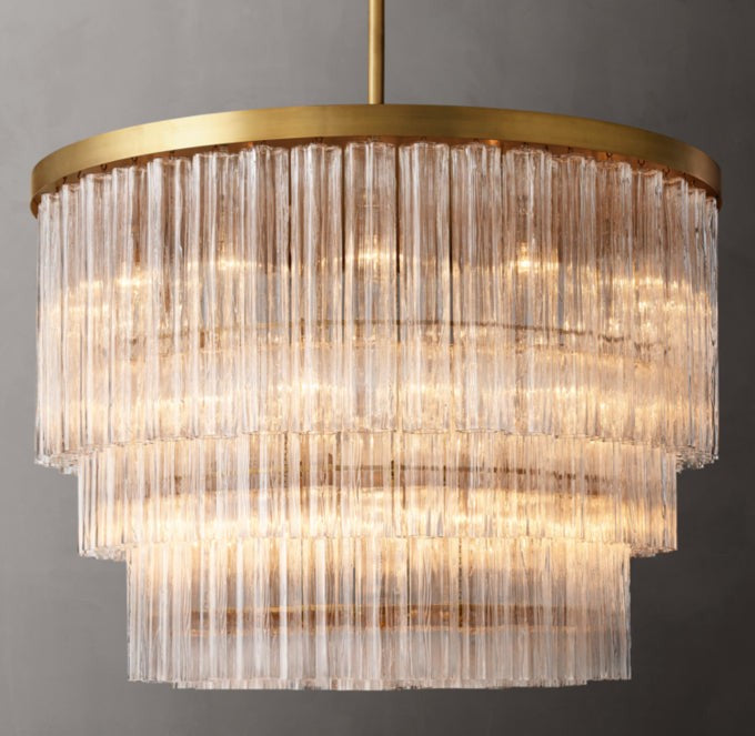 Cielo Three-Tier Round Glass Chandelier 48"