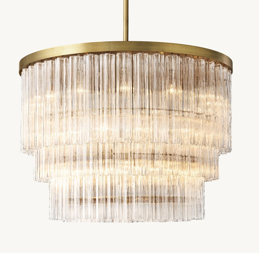 Cielo Three-Tier Round Glass Chandelier 48"