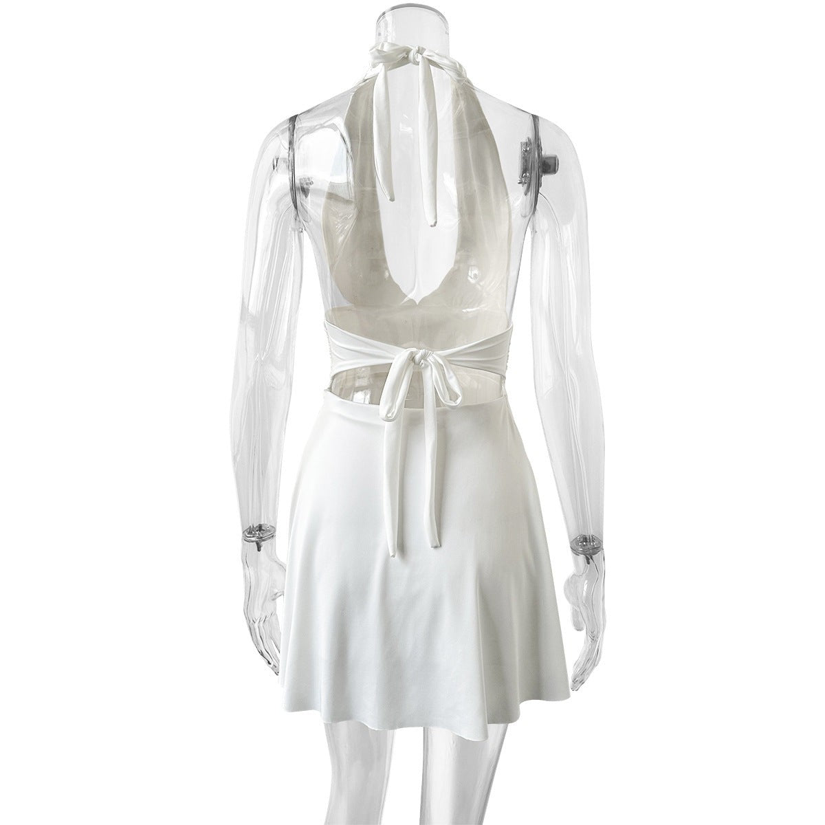 Elina Pleated Mini Dress-Ivory