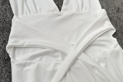 Elina Pleated Mini Dress-Ivory