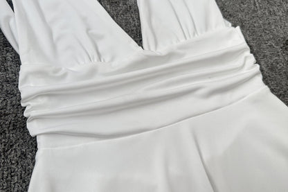 Elina Pleated Mini Dress-Ivory