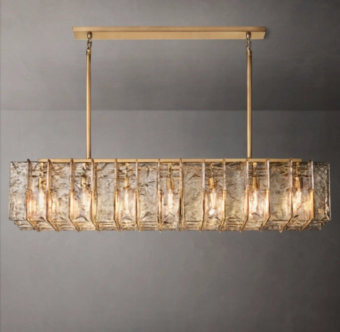 Lattice Smoke Glass Linear Chandelier 67"