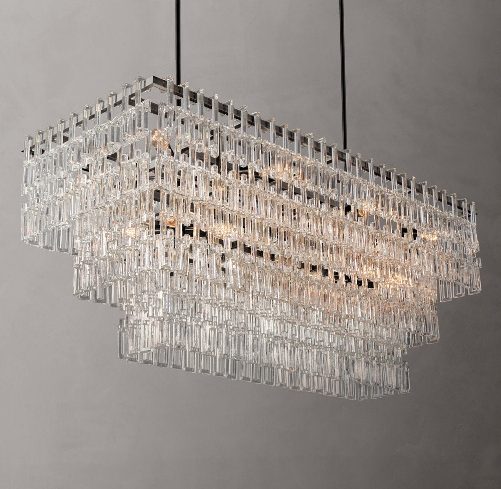 Marignan Tiered Rectangular Crystal Chandelier 60"