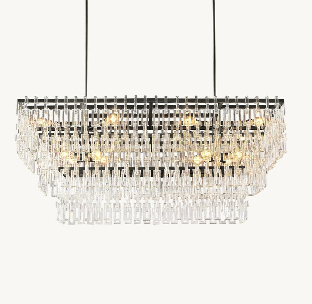 Marignan Tiered Rectangular Crystal Chandelier 60"