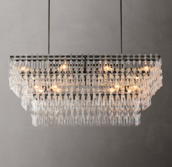 Marignan Tiered Rectangular Crystal Chandelier 60"