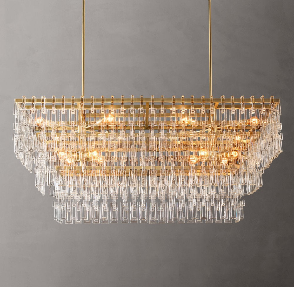 Marignan Tiered Rectangular Crystal Chandelier 60"