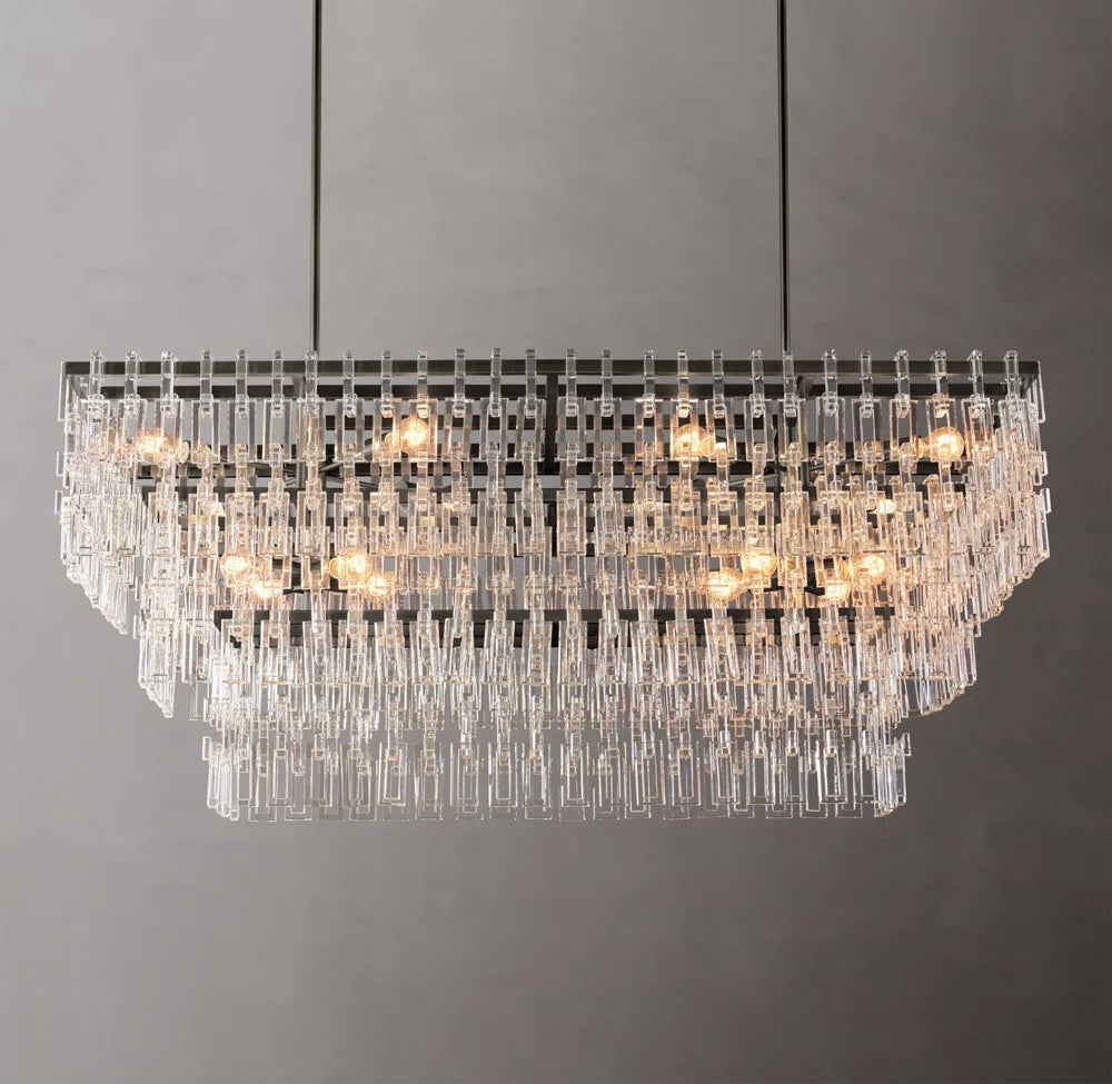 Marignan Tiered Rectangular Crystal Chandelier 60"