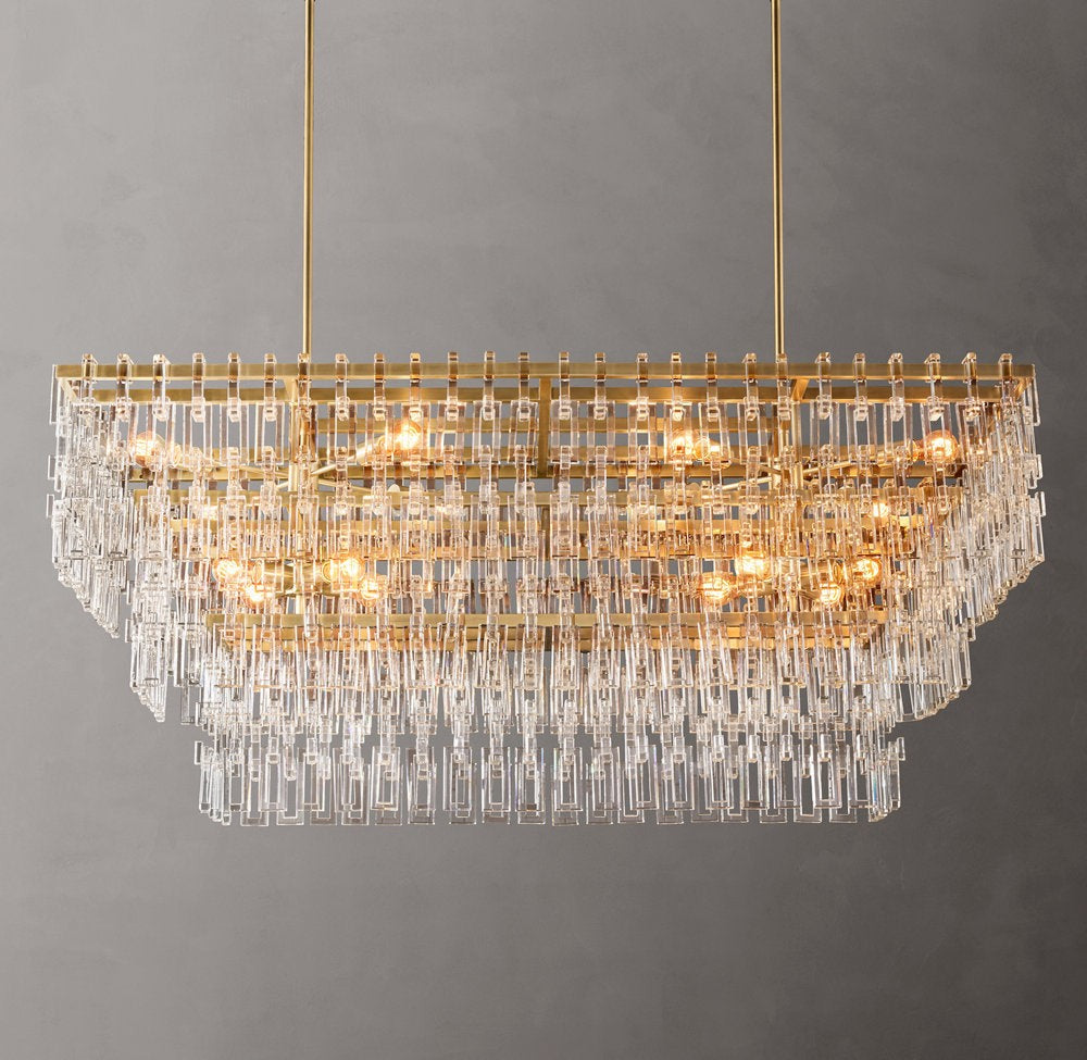 Marignan Tiered Rectangular Crystal Chandelier 60"