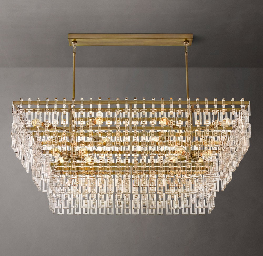 Marignan Tiered Rectangular Crystal Chandelier 60"