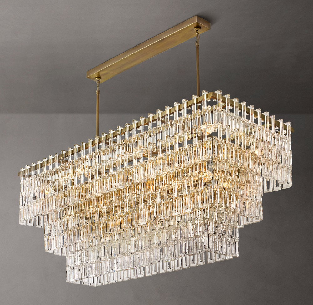Marignan Tiered Rectangular Crystal Chandelier 60"