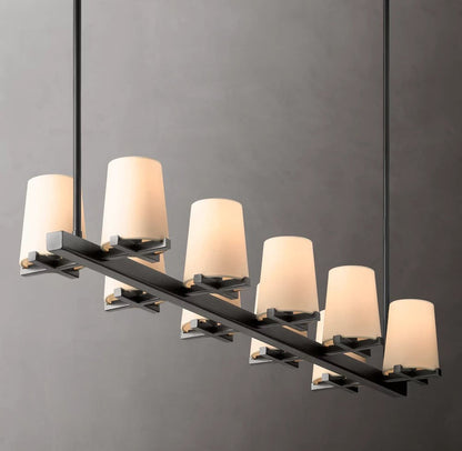 Pauillac Fabric Shade Linear Brass Chandelier 49"