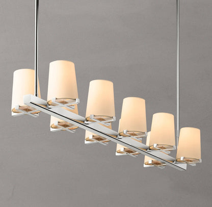 Pauillac Fabric Shade Linear Brass Chandelier 49"