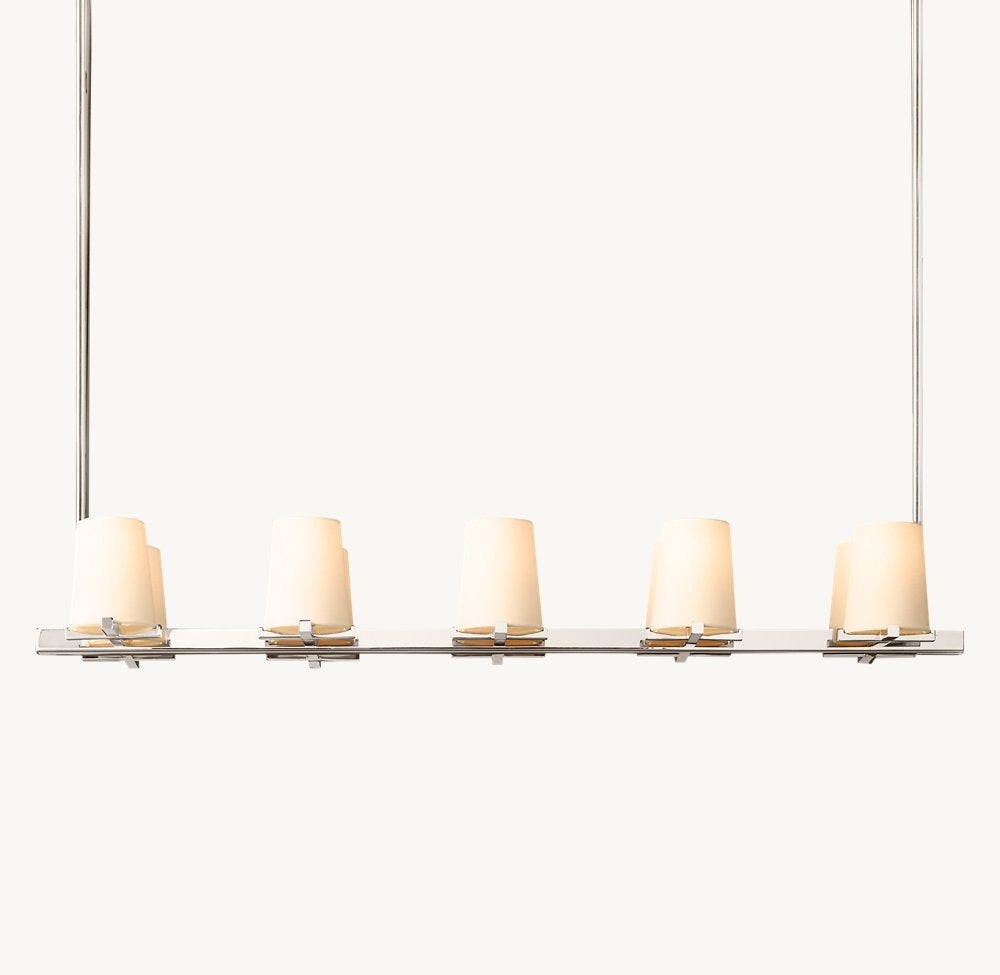 Pauillac Fabric Shade Linear Brass Chandelier 49"