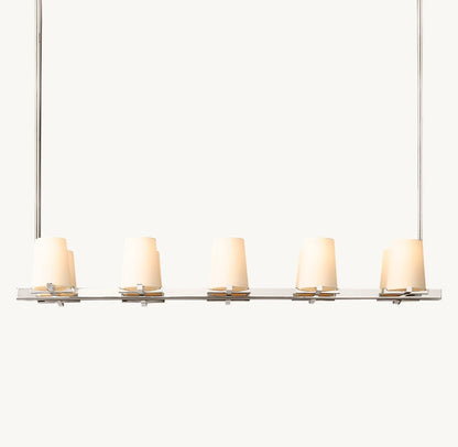 Pauillac Fabric Shade Linear Brass Chandelier 49"