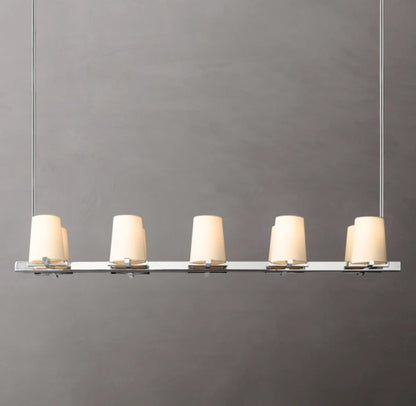 Pauillac Fabric Shade Linear Brass Chandelier 49"
