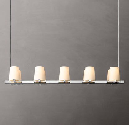 Pauillac Fabric Shade Linear Brass Chandelier 49"