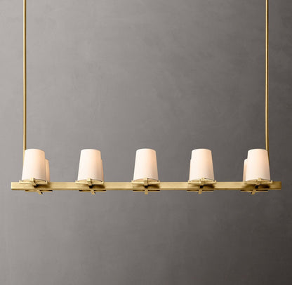 Pauillac Fabric Shade Linear Brass Chandelier 49"