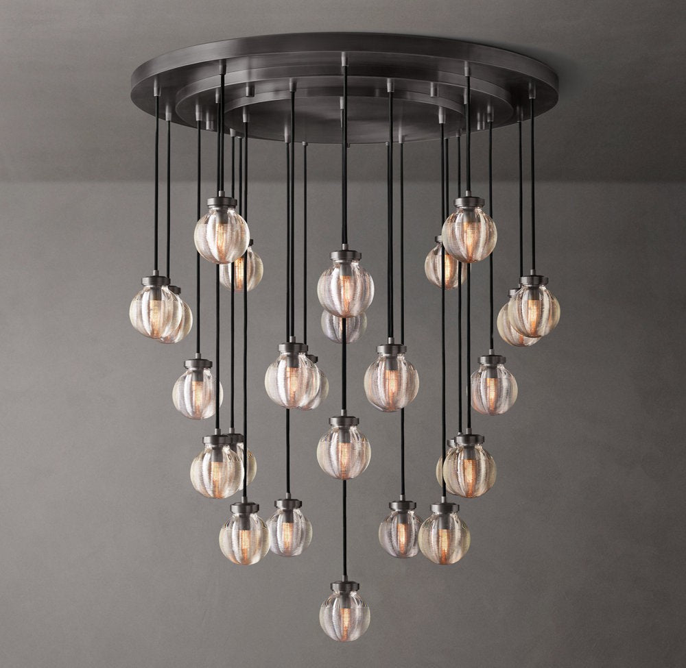 Pearl Round Crystal Chandelier 38"